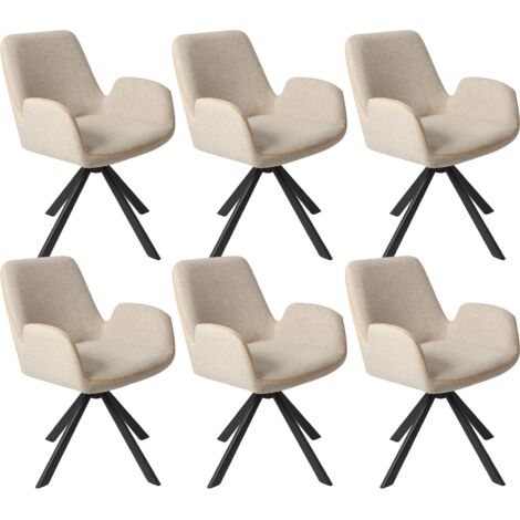 Lot de 6 chaises HOMAVO YZ7 avec accoudoirs - Beige avoine textile