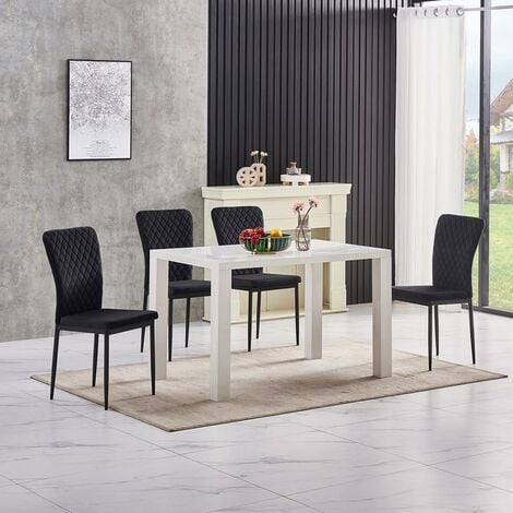 6 chaises JYMTOM Dossier haut noires ,pour salle à manger,matière en Velours et métal - Noir