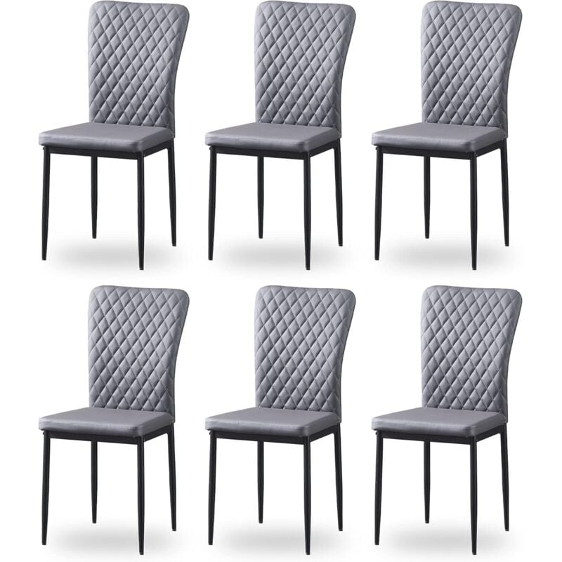 Jymtom - Lot de 6 chaises Dossier haut ,pour salle à manger,matière en Similicuir et métal - Gris