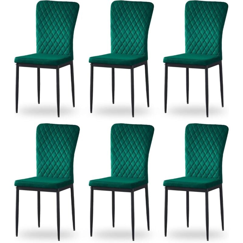 Jymtom - Lot de 6 chaises Dossier haut ,pour salle à manger,matière en Velours et métal - Vert