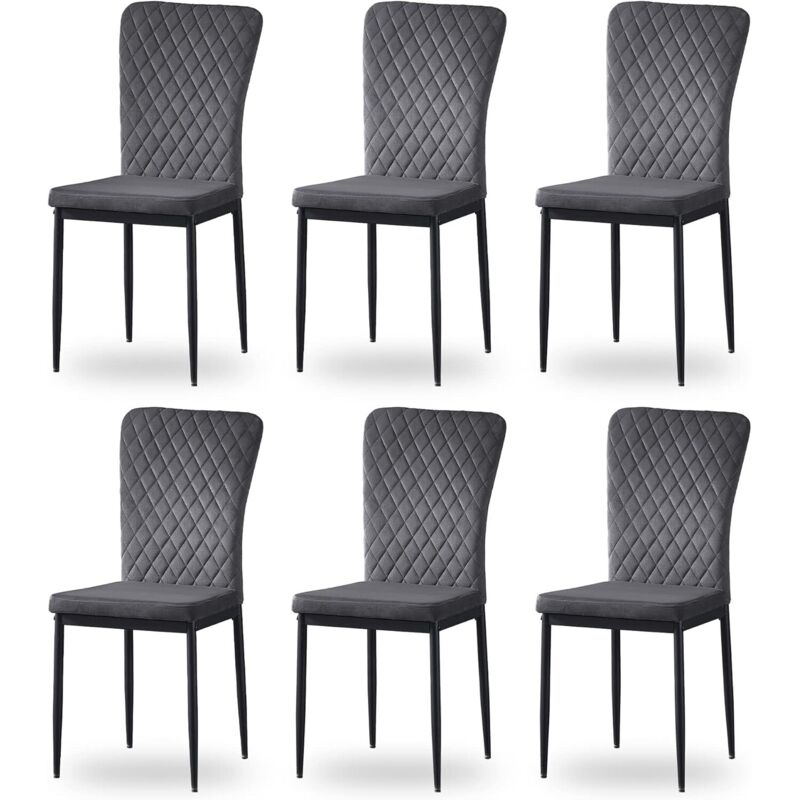 Lot de 4 chaises Jymtom Dossier haut ,pour salle à manger,matière en Velours et métal - Gris