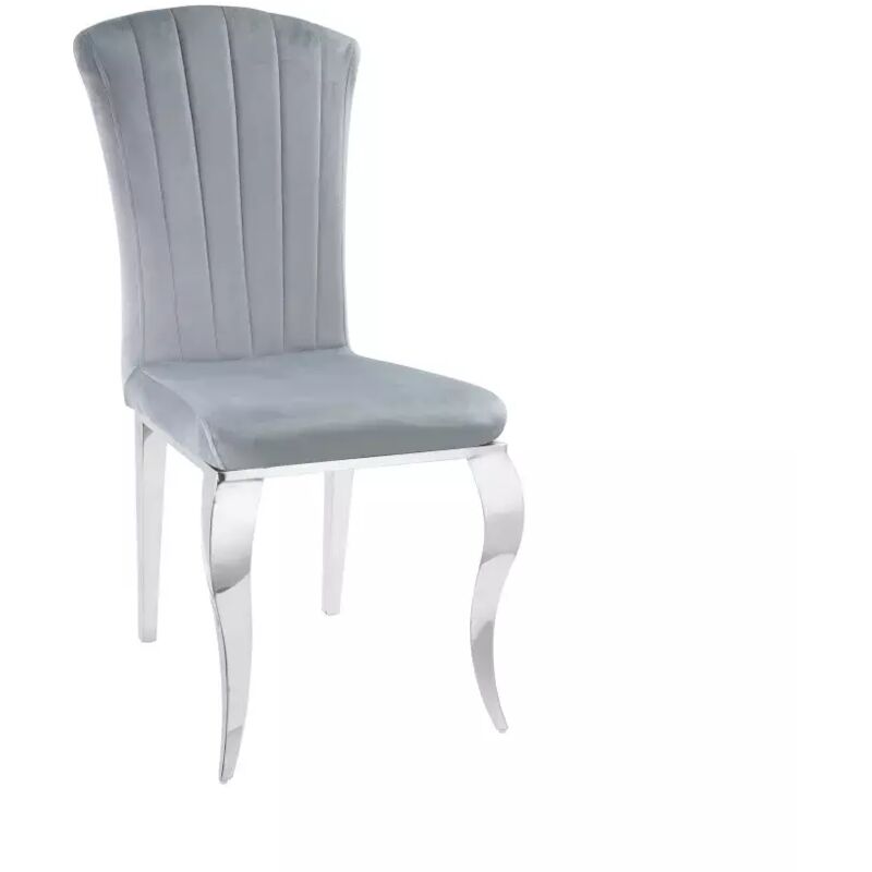 Lot de 6 Chaises baroque LOUIS Chrome Velours Gris