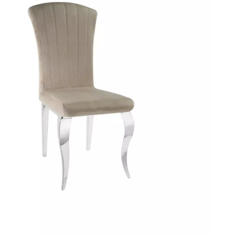 Homy France - Lot de 6 Chaises baroque louis Chrome Velours Moka