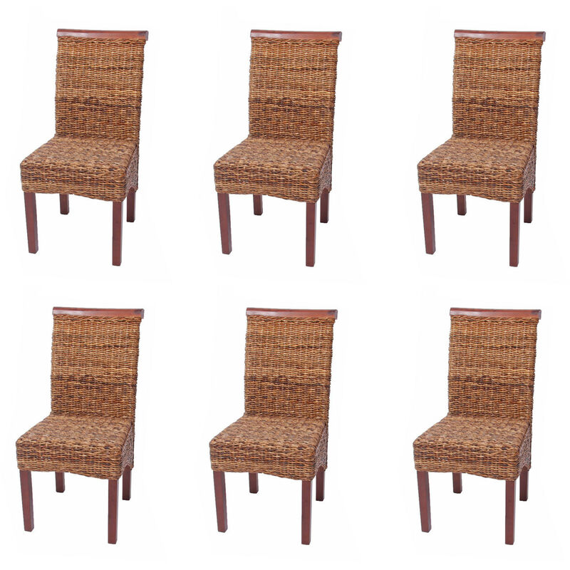 Lot de 6 chaises M45, banane tressée, 47x54x93cn, pieds marrons