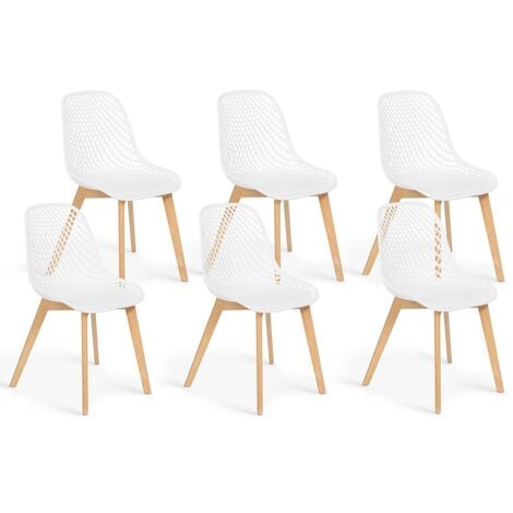 Lot de 6 chaises MANDY blanches pour salle à manger - Blanc