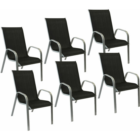 Lot de 6 chaises MARBELLA en textilène et aluminium