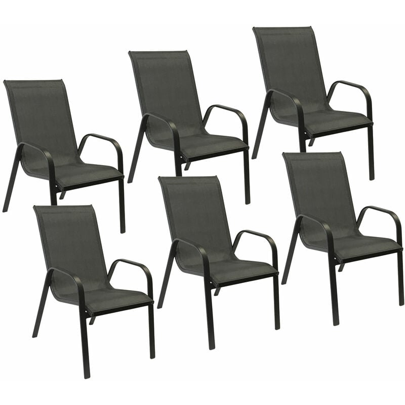 Lot de 6 chaises marbella en textilène gris - aluminium gris anthracite - anthracite