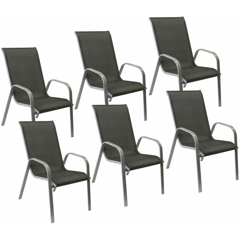 Lot de 6 chaises marbella en textilène gris - aluminium gris - grey