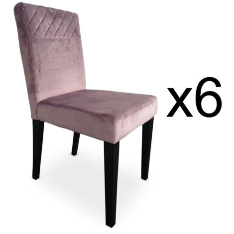 Lot de 6 chaises matelassées Milo Velours Rose