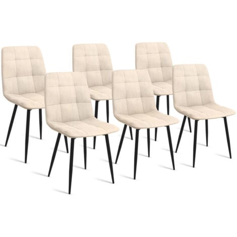 Lot de 6 chaises MILA en velours beige pour salle à manger