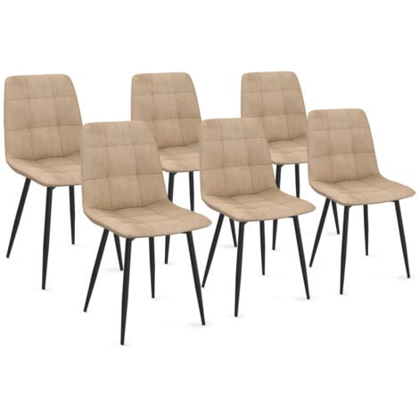 IDMARKET Lot de 6 chaises MILA en velours taupe pour salle à manger
