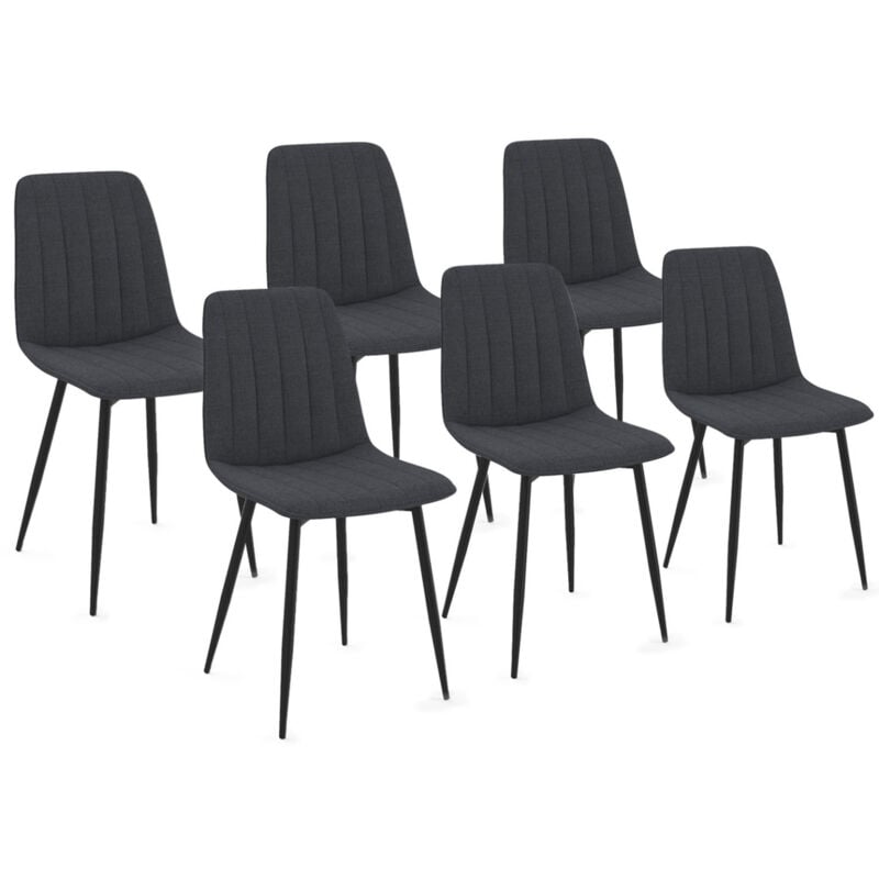 Lot de 6 chaises mira en tissu gris foncé pour salle à manger