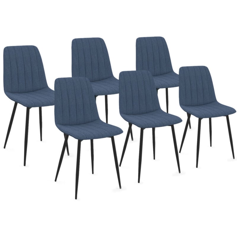 Lot de 6 chaises mira en tissu bleu pour salle à manger