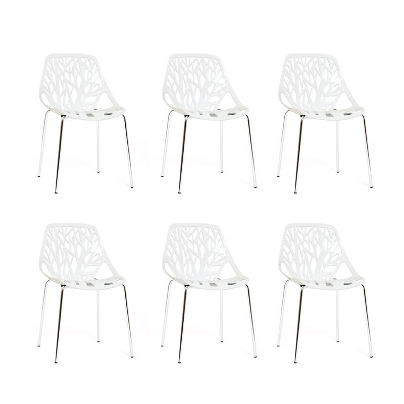 Lot de 6 chaises blanches - Lily