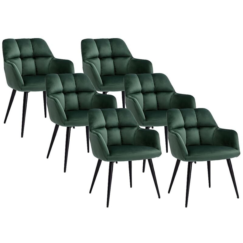 Lot de 6 chaises avec accoudoirs - Velours et métal - Vert - PEGA de PASCAL MORABITO
