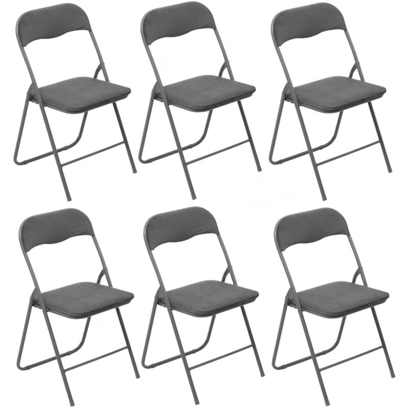 Five Simply Smart - Lot de 6 chaises pliantes effet velours