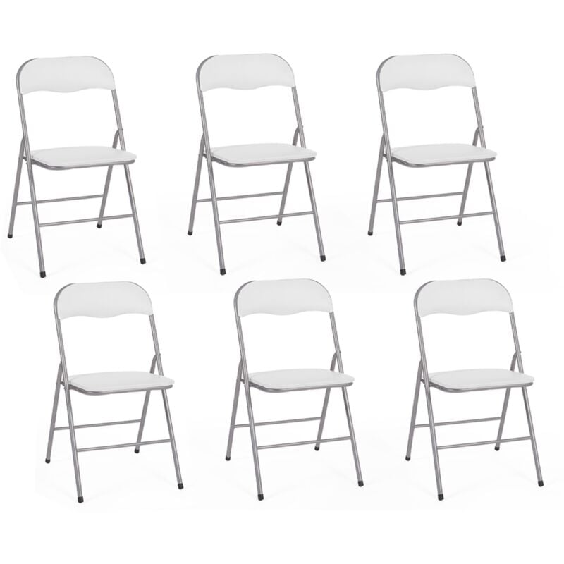 Lot de 6 chaises pliantes kity blanches en pu