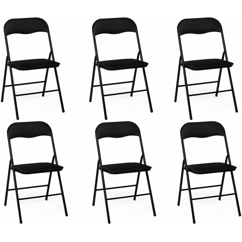 Lot de 6 chaises pliantes kity noires en pu