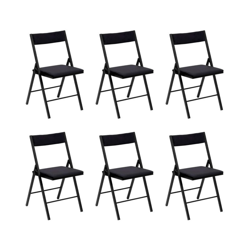 5five Simply Smart - Lot de 6 Chaises Pliantes 'Velours' 79cm Noir