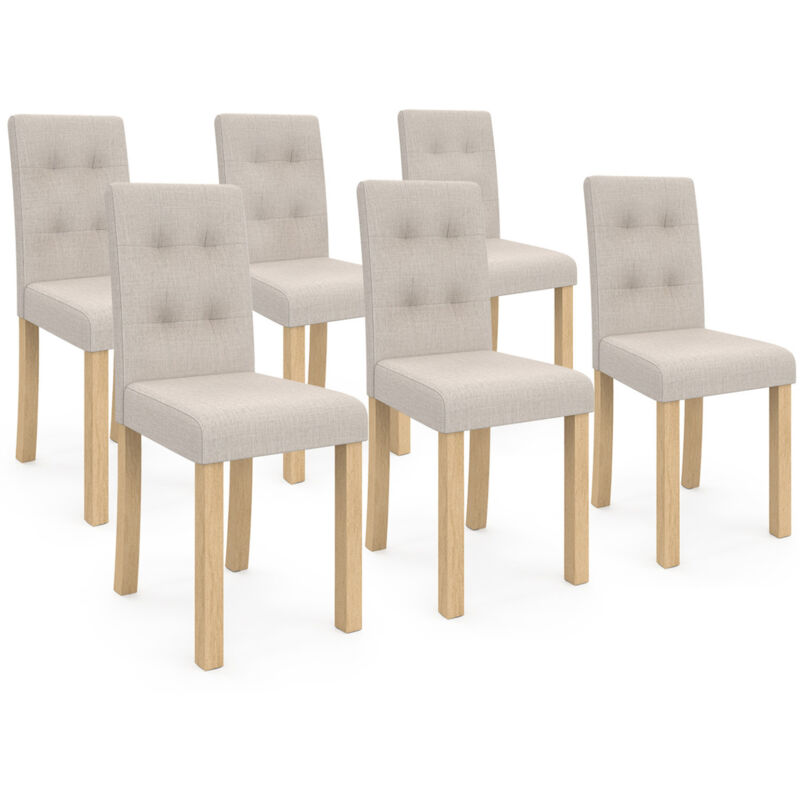 Idmarket - Lot de 6 chaises polga capitonnées beiges pour salle à manger