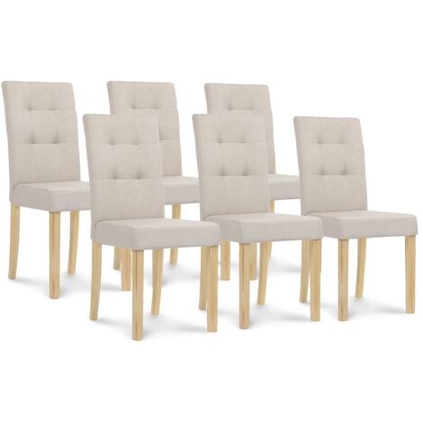 Lot de 6 chaises POLGA capitonnées beiges pour salle à manger