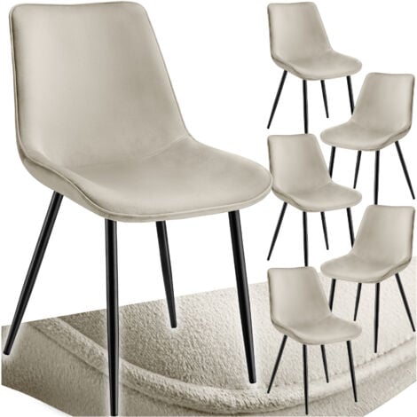 Lot de 6 chaises Rembourrées aspect velours assise Ergonomique crème