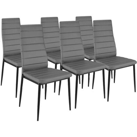 Lot de 6 chaises ROMANE grises pour salle à manger - Gris