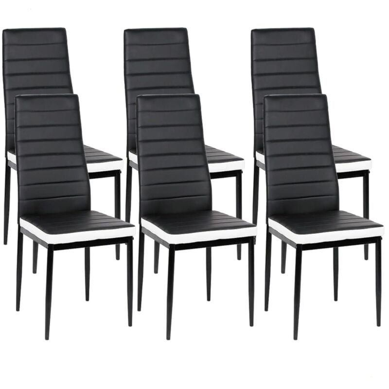 Lot de 6 Chaises de cuisine confortables et durables iztoss - Dossier haut - Salle à manger - Blanc