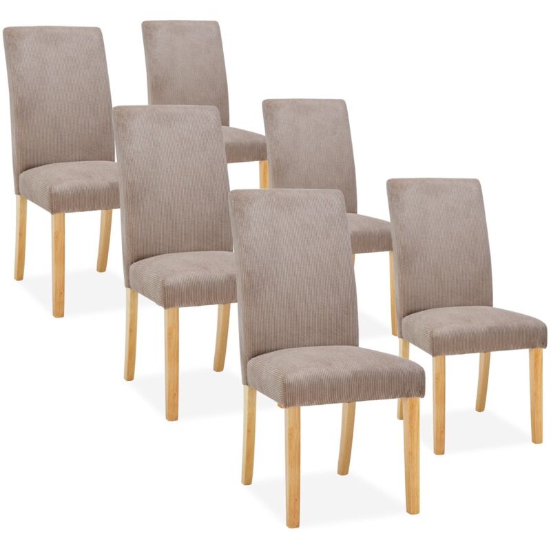 Lot de 6 chaises Rosie velours côtelé Taupe Lot de 6 chaises Rosie velours côtelé Taupe