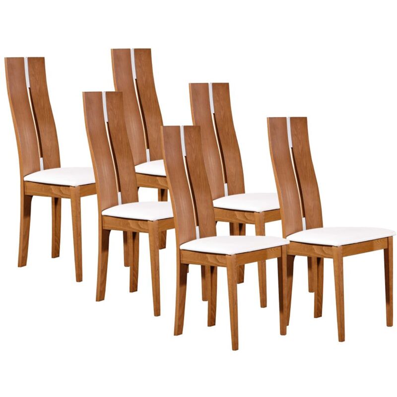 Vente-unique - Lot de 6 chaises salena - Hêtre massif coloris chêne
