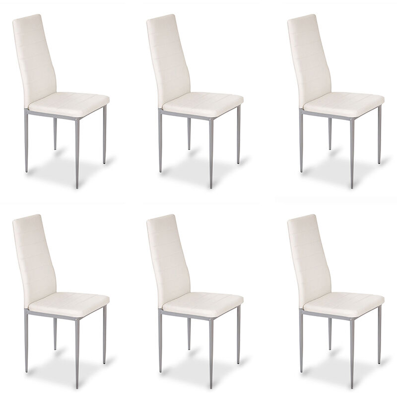 Designetsamaison - Lot de 6 chaises salle à manger blanches - Lena