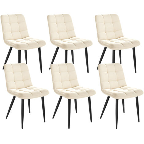 Lot de 6 chaises de Salle a Manger, Siege Rembourre Epais (Noir-6-A