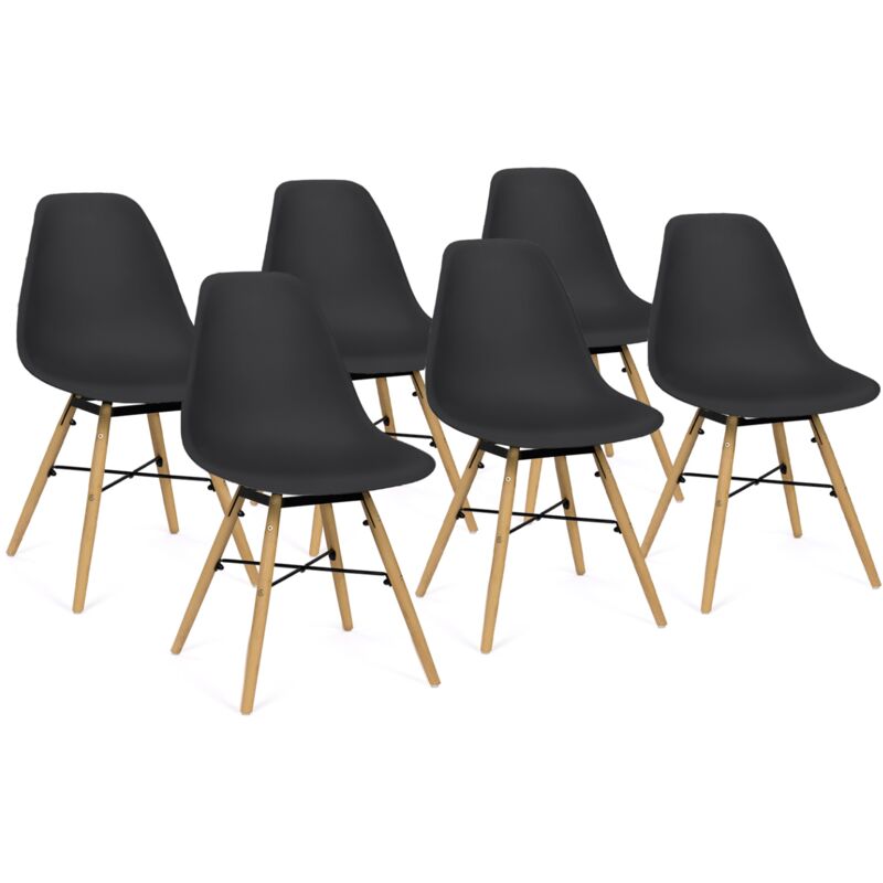 Lot de 6 chaises SANDRA noires pour salle à manger