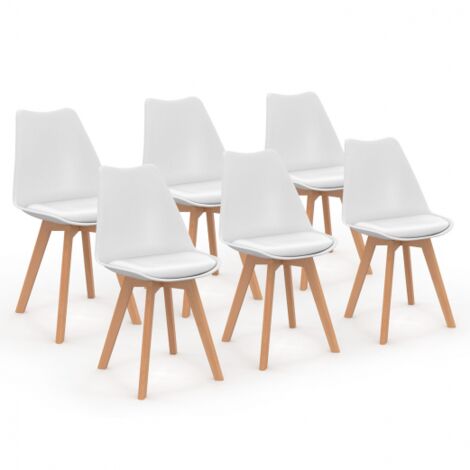 Lot de 6 chaises SARA blanches pour salle à manger - Blanc