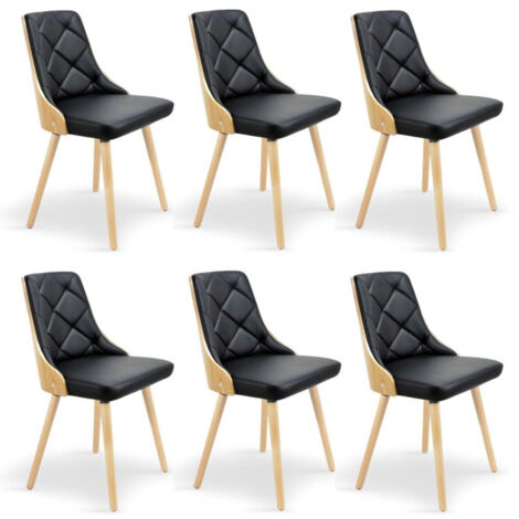 Lot de 6 Chaises Scandinave "Cargo" 79cm Chêne & Noir