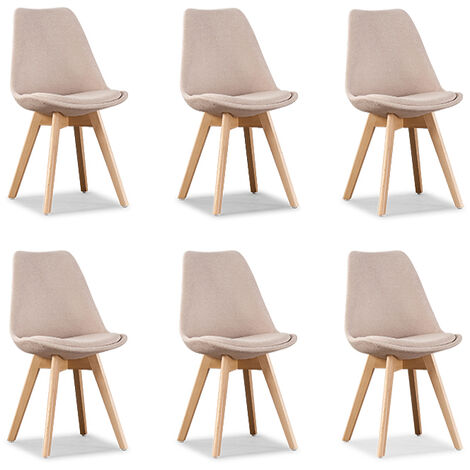 Lot de 6 chaises scandinaves beige - Bjorn