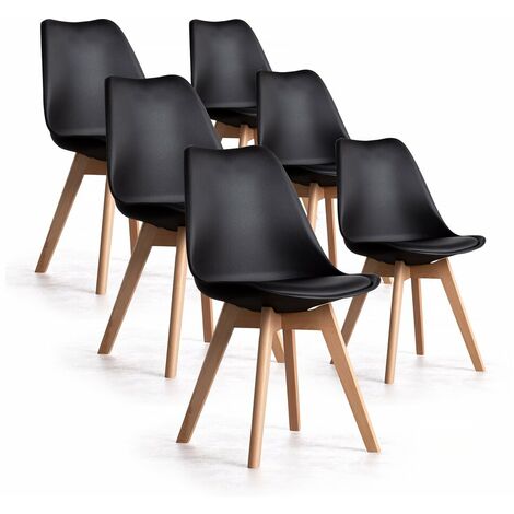 Lot de 6 chaises scandinaves BJORN- 48 x 43 x 80 cm - Noir.