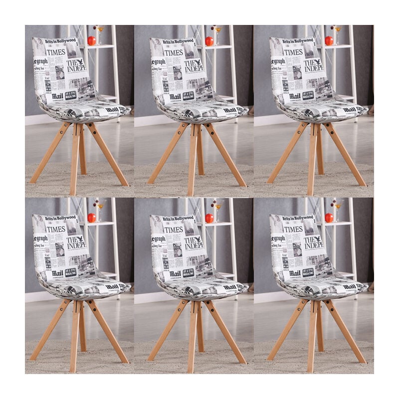 Designetsamaison - Lot de 6 chaises scandinaves style papier journal - Minsk