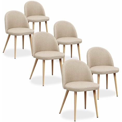 INTENSEDECO Lot de 6 chaises scandinaves Cecilia tissu Beige