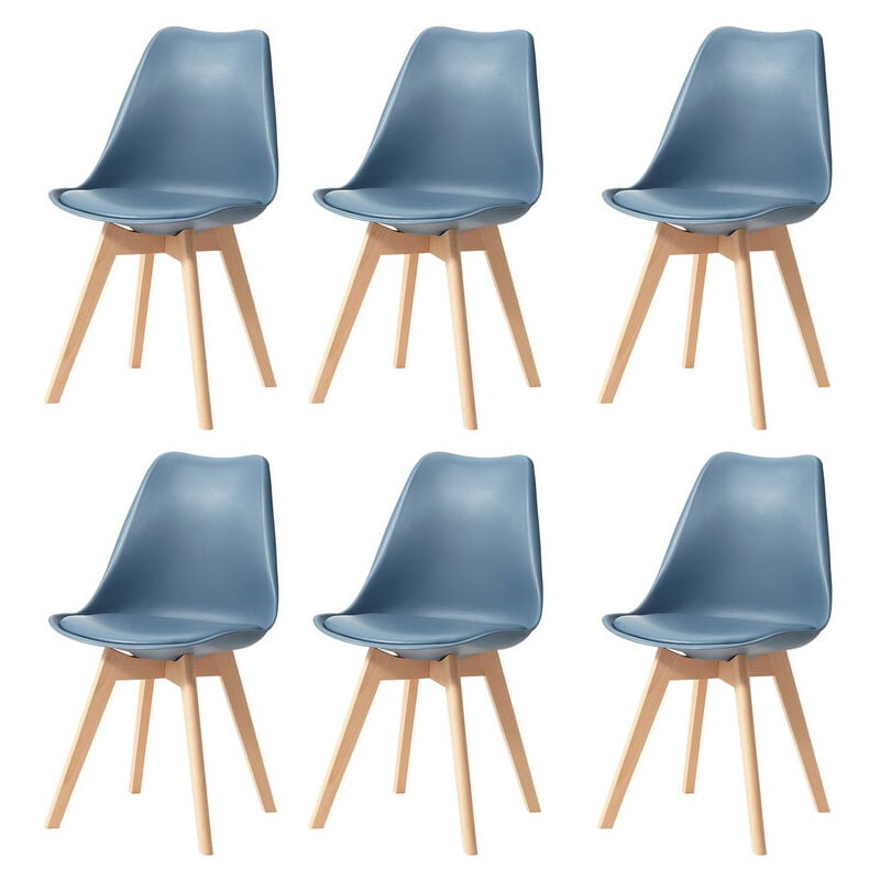 Wokaka - Lot de 6 Chaises - Scandinaves - Chaises de Salle à Manger - Pieds en Bois