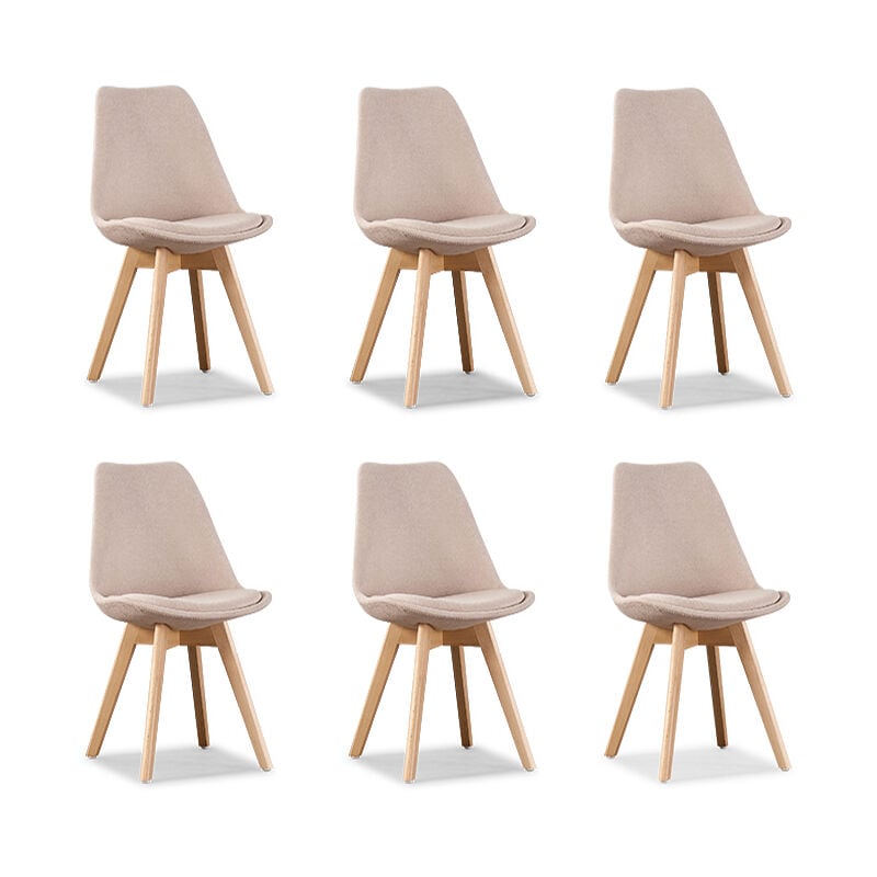 Designetsamaison - Lot de 6 chaises scandinaves beige - Bjorn