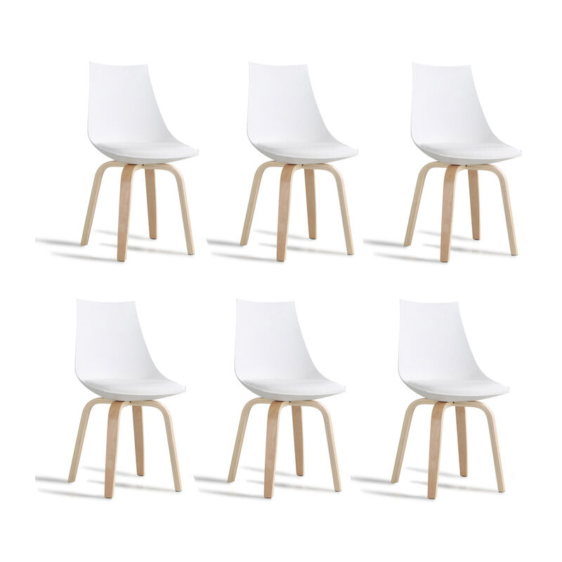 Designetsamaison - Lot de 6 chaises scandinaves blanches - Nicosie