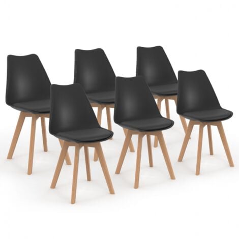 Lot de 6 chaises scandinaves IDMARKET SARA - Noires - Pour salle à manger