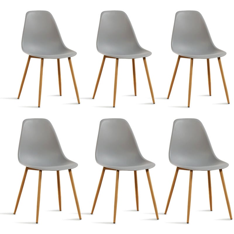 Lot de 6 chaises scandinaves grises - Ela