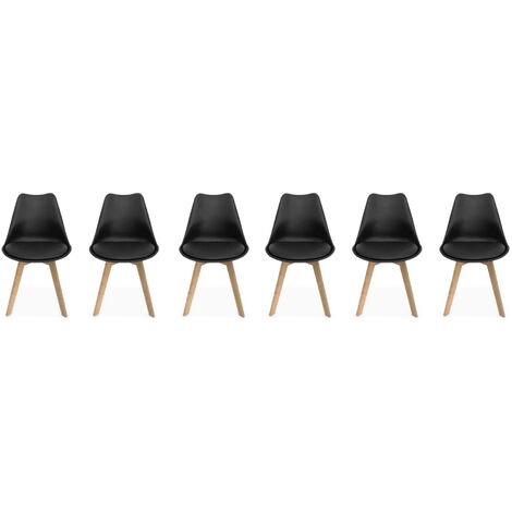 Lot de 6 chaises scandinaves. pieds bois de hêtre. chaises 1 place. noirs