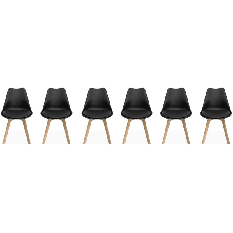 Sweeek - Lot de 6 chaises scandinaves. pieds bois de hêtre. chaises 1 place. noirs