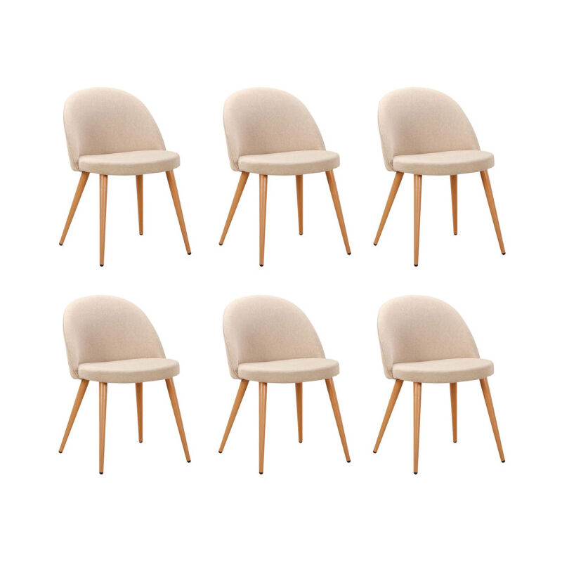Lot de 6 Chaises Scandinaves Tissu 'Morro' 78cm Beige