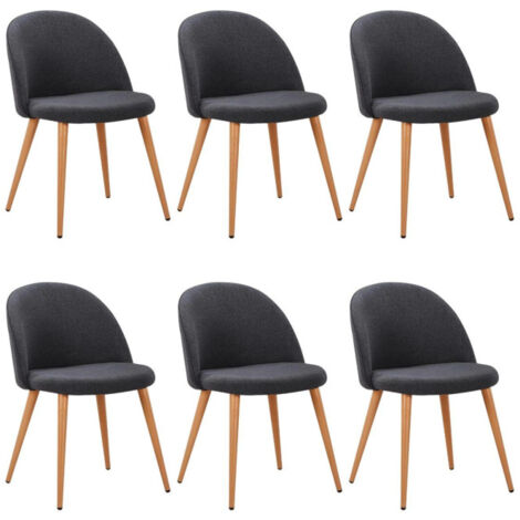 Lot de 6 Chaises Scandinaves Tissu "Morro" 78cm Gris Foncé