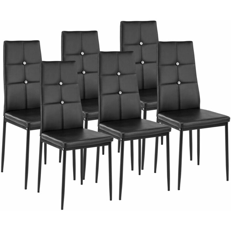 Lot de 6 chaises siège de salon cuisine salle à manger design élégant avec brillant noir
