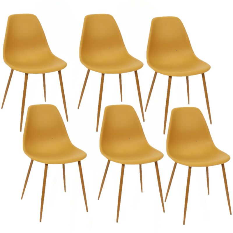 Toilinux - Lot de 6 Chaises style scandinave Mila avec pieds en métal